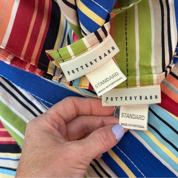 Pottery Barn Colorful Serape Stripe Queen Duvet w/ Stand Shams & Bolster Pillow - Picture 10 of 13